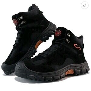 Ecetana Steel Toe Work Boots for Men Safety Industrial Construction Shoes